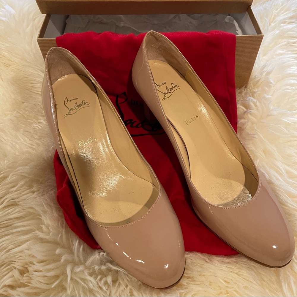 Christian Louboutin Nude Patent Leather Pumps